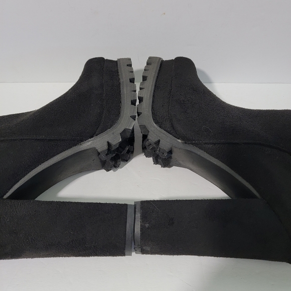 Liliana Black Chunky Platform Pull-On Bootie Women Size 7.5 Goth Club Festival - Picture 5 of 11
